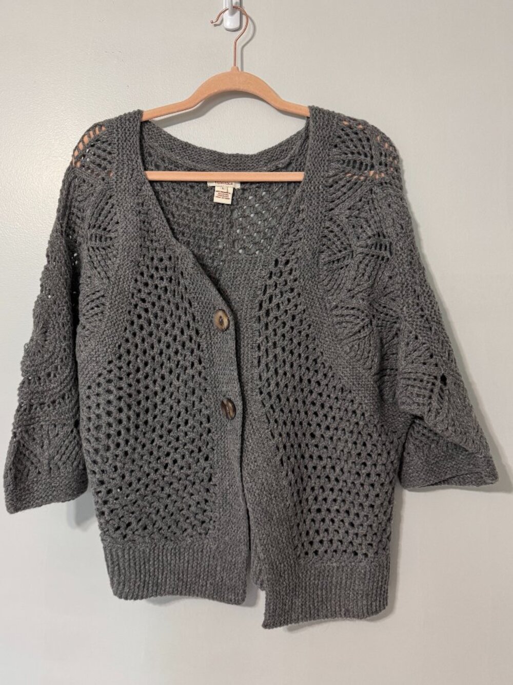 SUNDANCE Gray Open Knit Bolero Cardigan